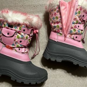 Dream Pairs Kids Boots Pink Owl Water Proof Insulated Snow Boots